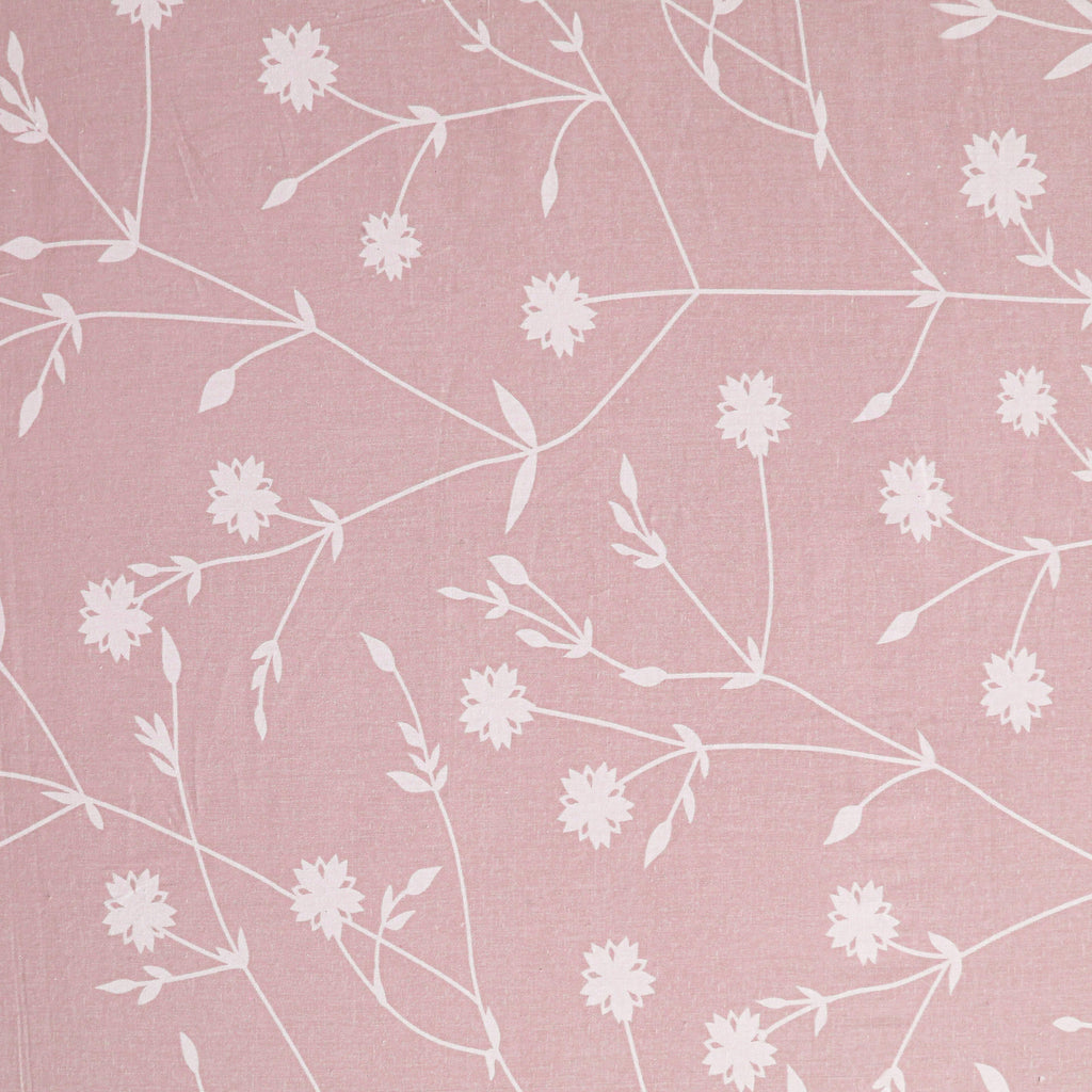 Elegant Blush Pink Floral Pure Cotton 210 TC King Fitted Bedsheet with 2 Pillow Covers (72x78x10 Inches)