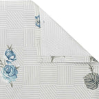 Blue Flora - 210TC Pure Cotton Queen Fitted Bedsheet (60x73x10 Inches)