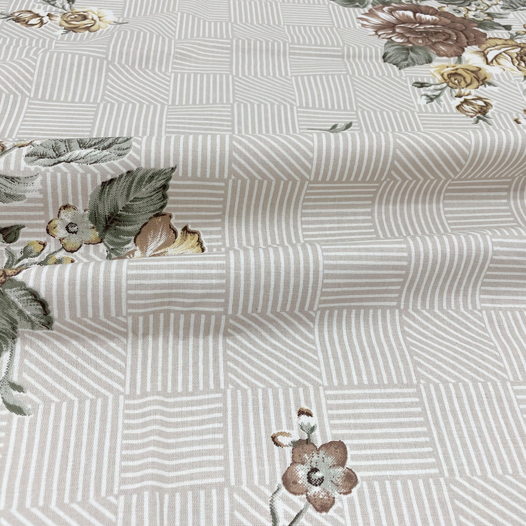 Brown Flora - 210TC Pure Cotton King Fitted Bedsheet (72x78x10 Inches)