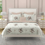 Grey Flora - 210TC Pure Cotton King Fitted Bedsheet (72x78x10 Inches)