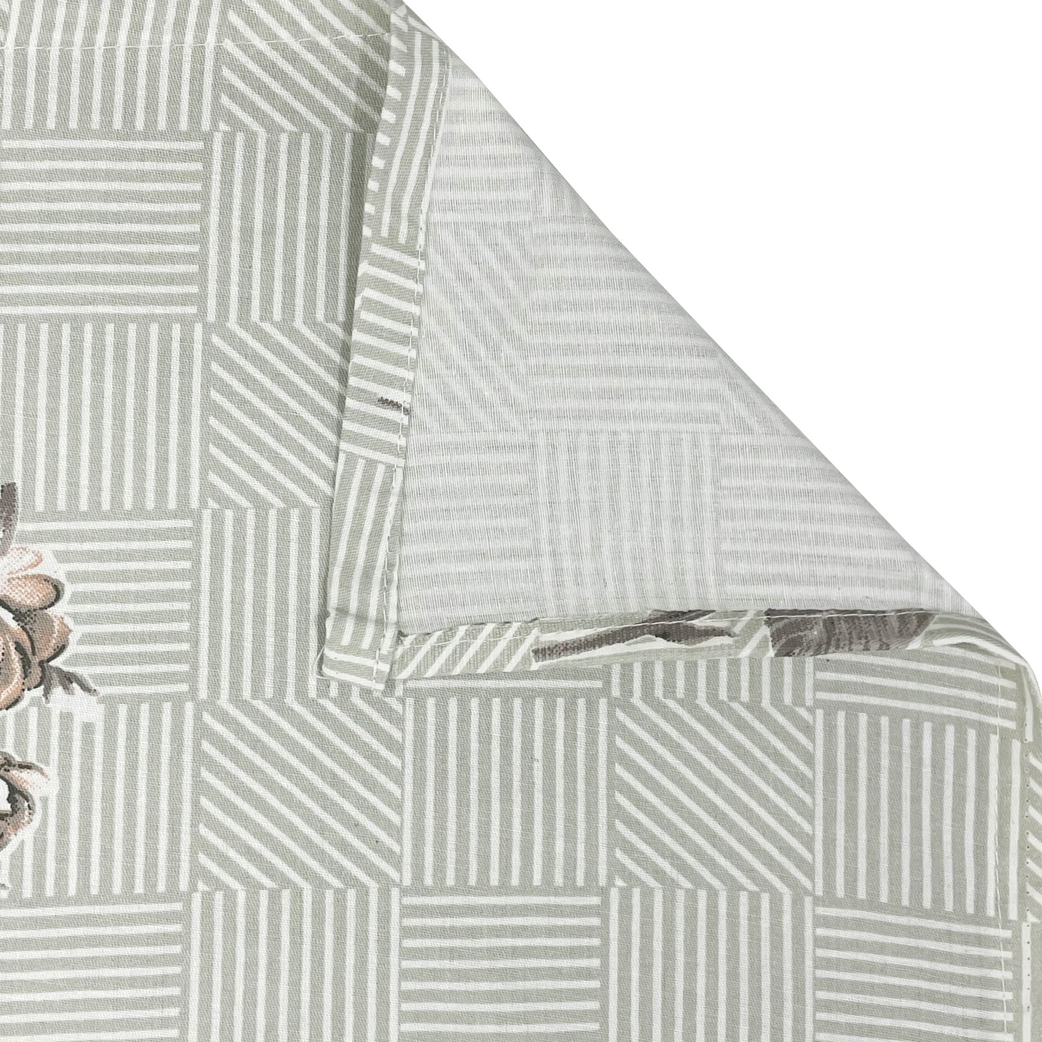 Grey Flora - 210TC Pure Cotton Queen Fitted Bedsheet (60x73x10 Inches)
