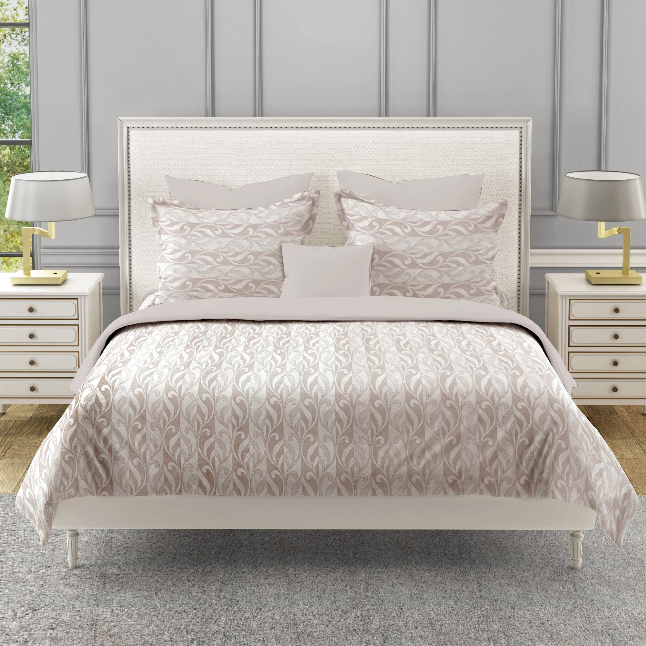 Peach Fern - 210TC Pure Cotton King Fitted Bedsheet (72x78x10 Inches)