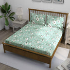 Aqua Spring - 210TC Pure Cotton King Fitted Bedsheet (72x78x10 Inches)