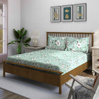 Aqua Spring - 210TC Pure Cotton King Fitted Bedsheet (72x78x10 Inches)