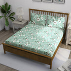 Aqua Spring - 210TC Pure Cotton King Fitted Bedsheet (72x78x10 Inches)