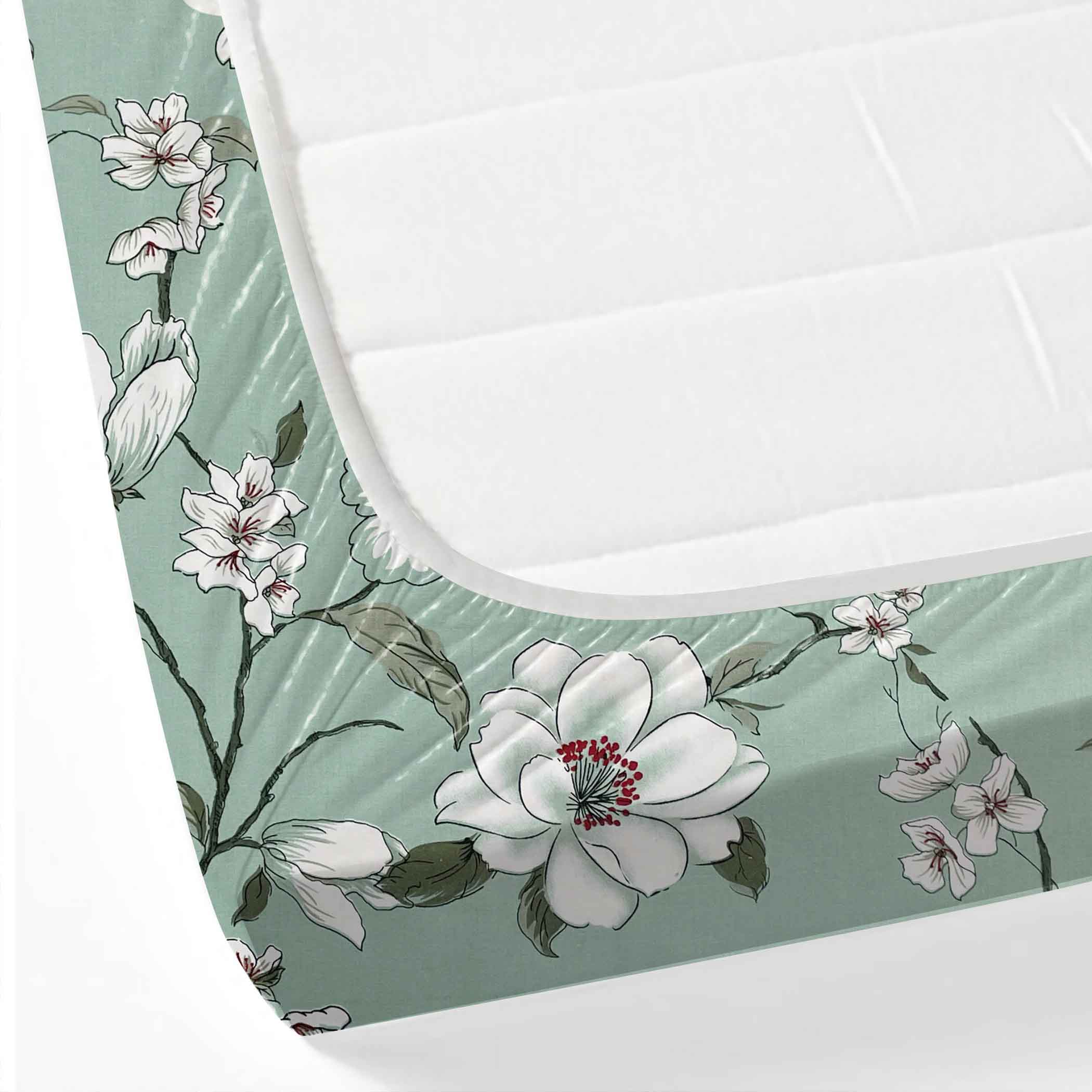 Aqua Spring - 210TC Pure Cotton King Fitted Bedsheet (72x78x10 Inches)