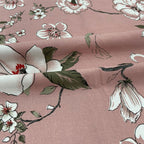 Floral Dusty Rose 210 TC Pure Cotton King Fitted Bedsheet with 2 Pillow Covers (72 x 78 x 10 Inches)