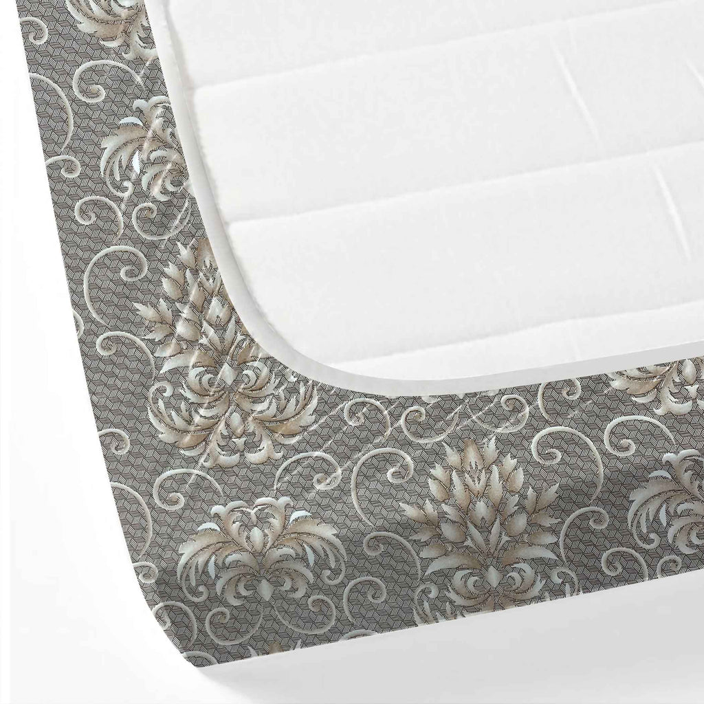 Brown Swirl - 210TC Pure Cotton King Fitted Bedsheet (72x78x10 Inches)