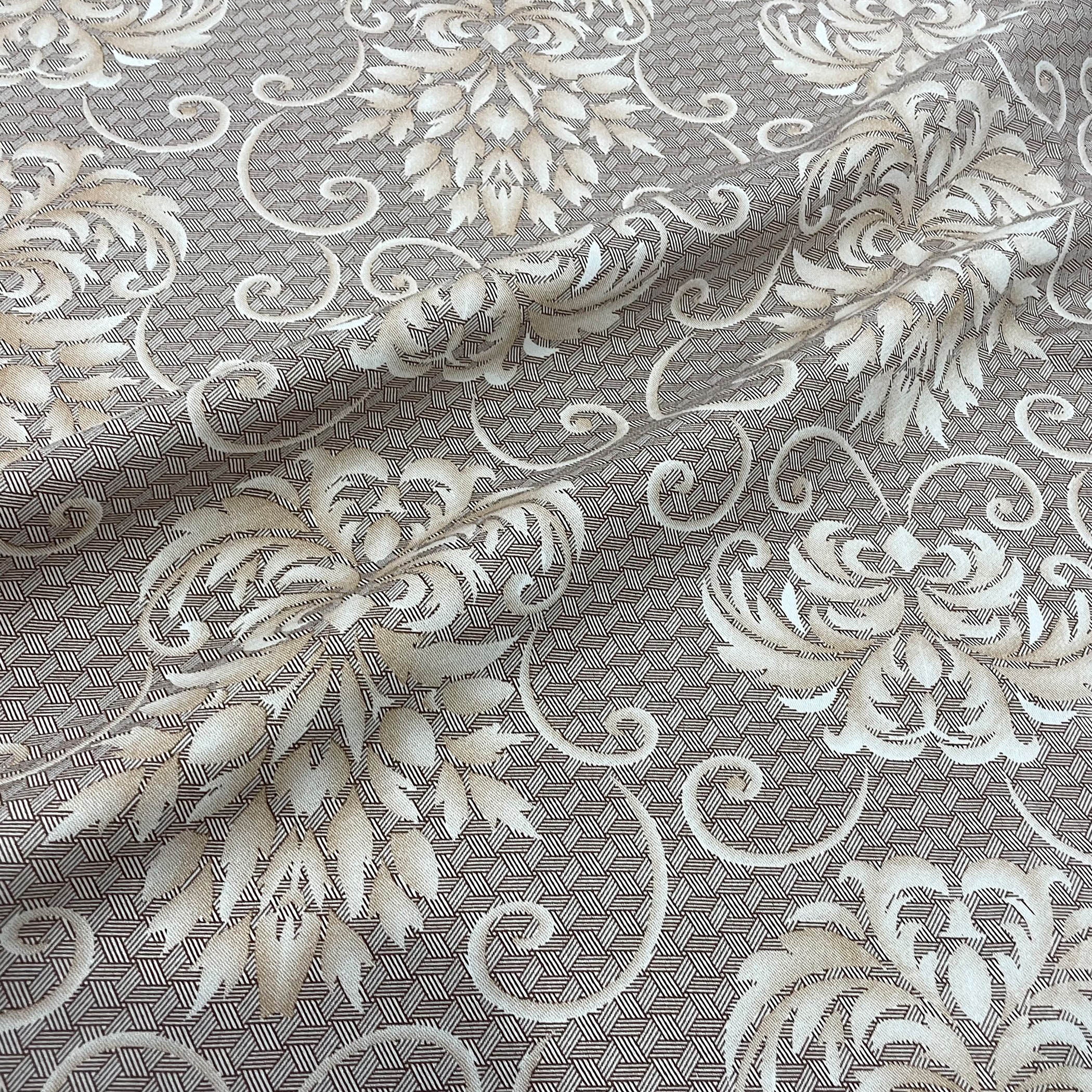 Brown Swirl - 210TC Pure Cotton Queen Fitted Bedsheet (60x73x10 Inches)