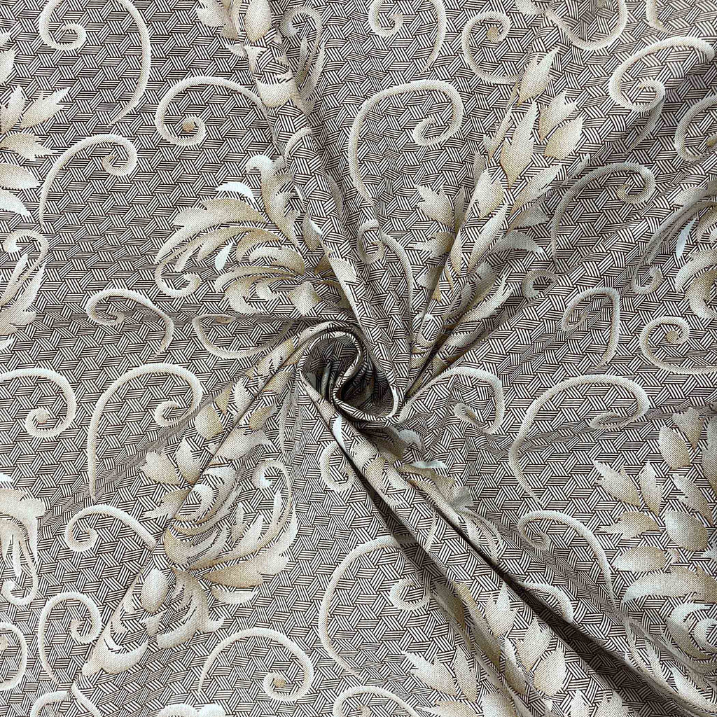 Brown Swirl - 210TC Pure Cotton King Fitted Bedsheet (72x78x10 Inches)