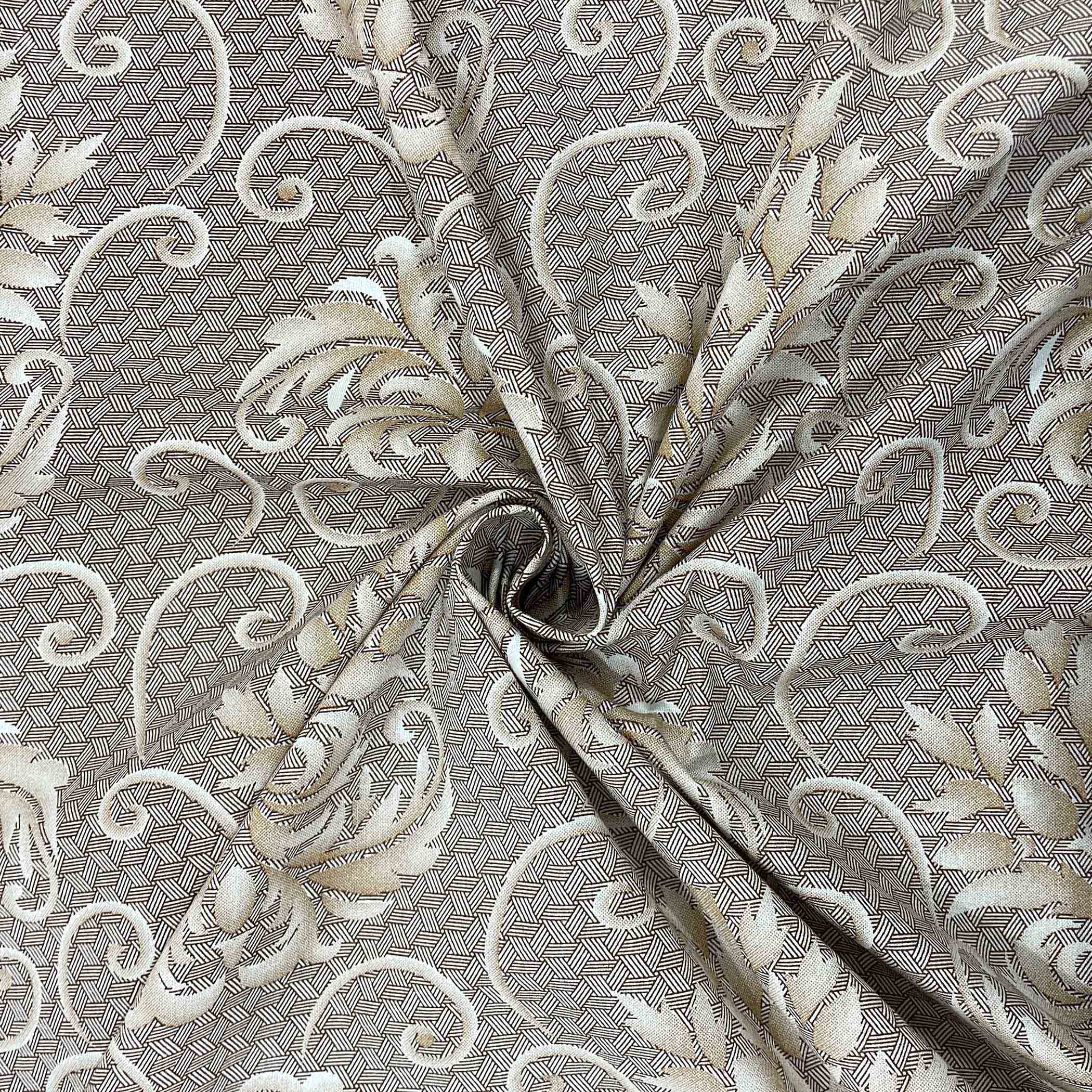 Brown Swirl - 210TC Pure Cotton King Fitted Bedsheet (72x78x10 Inches)