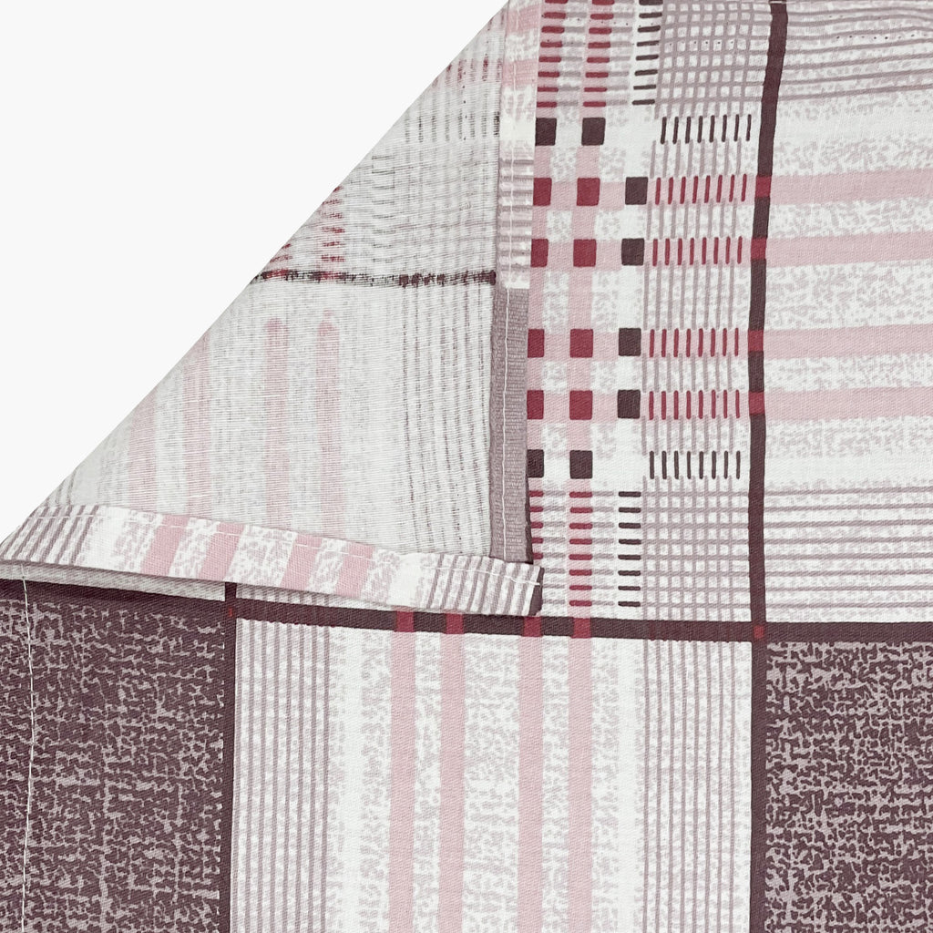 Pink Grid - 210TC Pure Cotton Queen Fitted Bedsheet (60x73x10 Inches)
