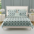 Grey Grid - 210TC Pure Cotton King Fitted Bedsheet (72x78x10 Inches)