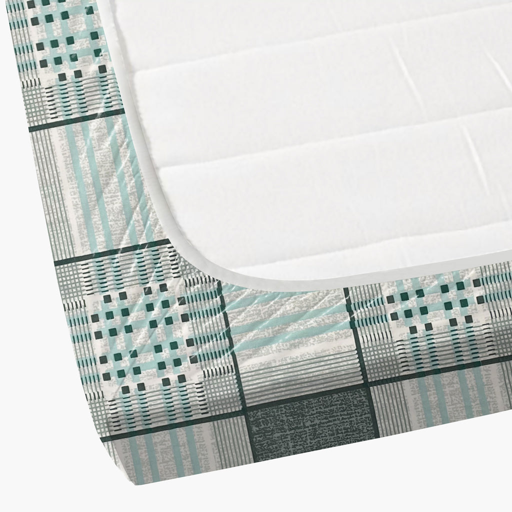 Grey Grid - 210TC Pure Cotton Queen Fitted Bedsheet (60x73x10 Inches)