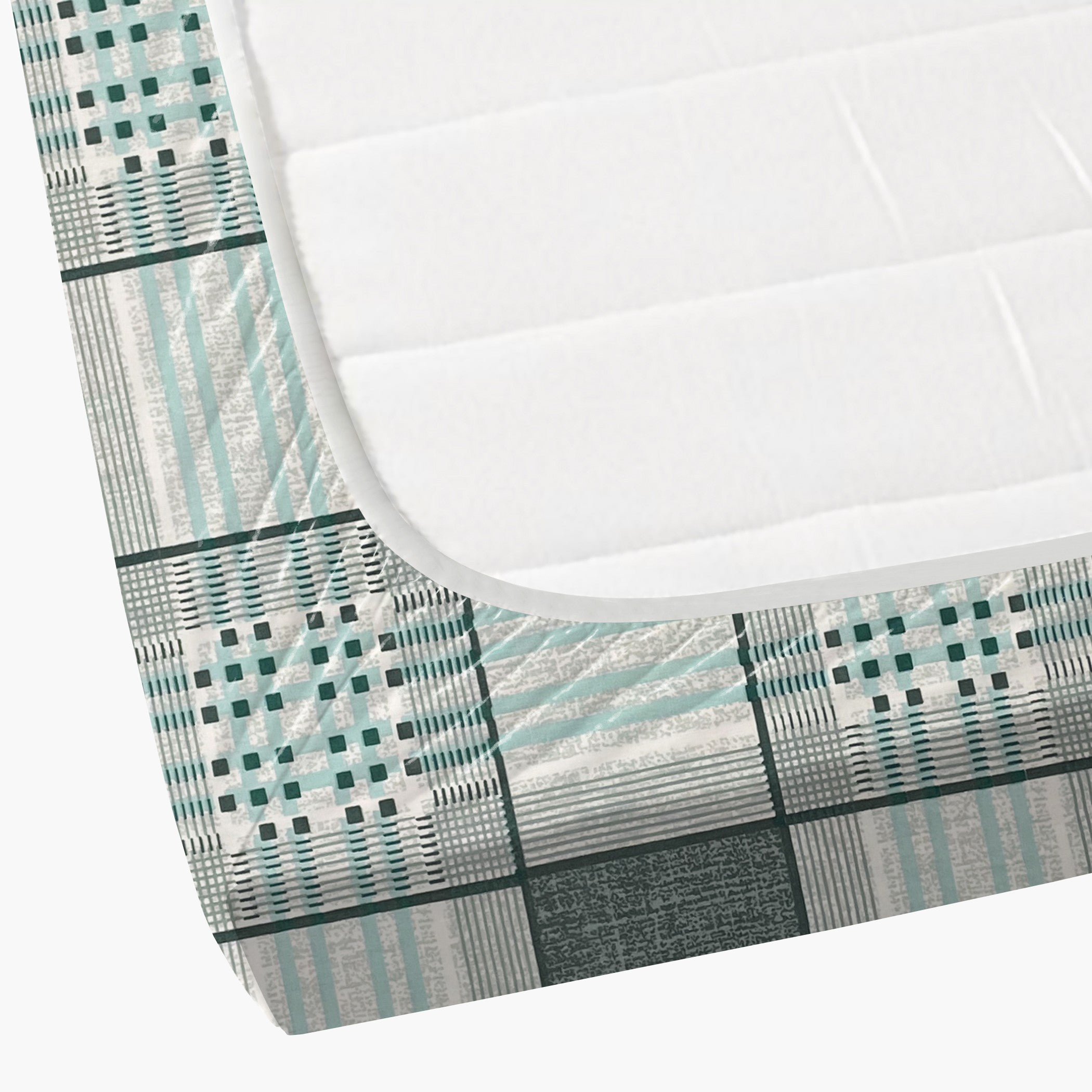 Grey Grid - 210TC Pure Cotton Queen Fitted Bedsheet (60x73x10 Inches)