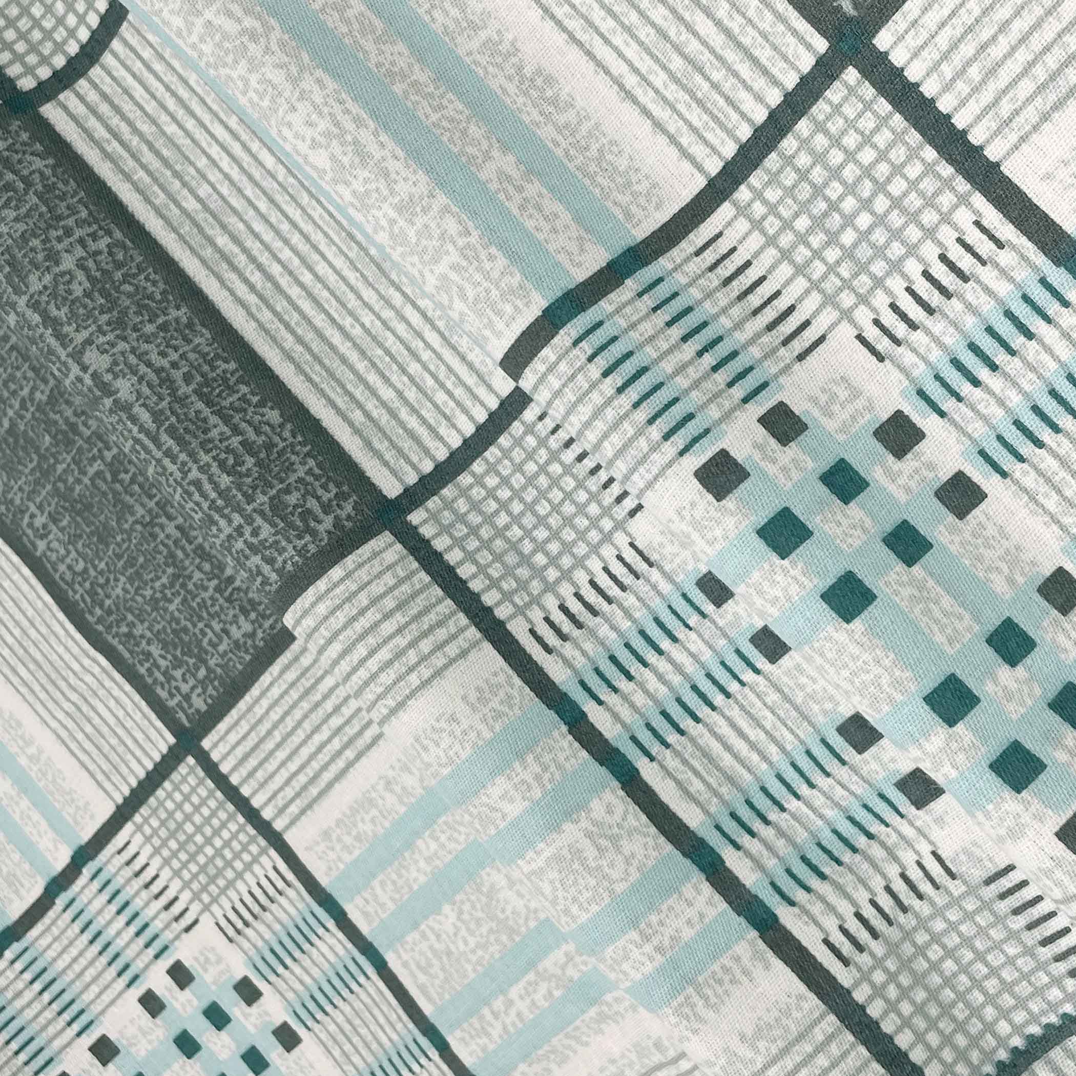 Grey Grid - 210TC Pure Cotton King Fitted Bedsheet (72x78x10 Inches)