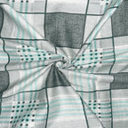 Grey Grid - 210TC Pure Cotton Queen Fitted Bedsheet (60x73x10 Inches)