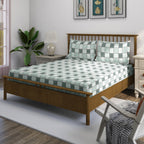 Grey Grid - 210TC Pure Cotton Queen Fitted Bedsheet (60x73x10 Inches)