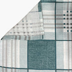 Teal Grid - 210TC Pure Cotton Queen Fitted Bedsheet (60x73x10 Inches)