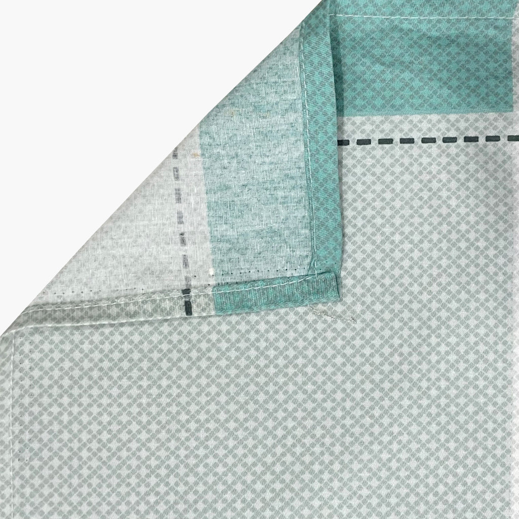 Teal Squares - 210TC Pure Cotton King Fitted Bedsheet (72x78x10 Inches)