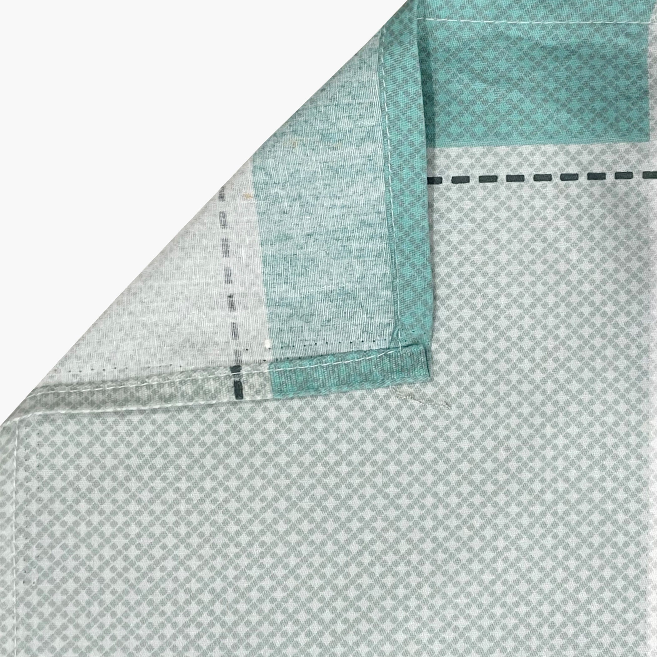 Teal Squares - 210TC Pure Cotton King Fitted Bedsheet (72x78x10 Inches)