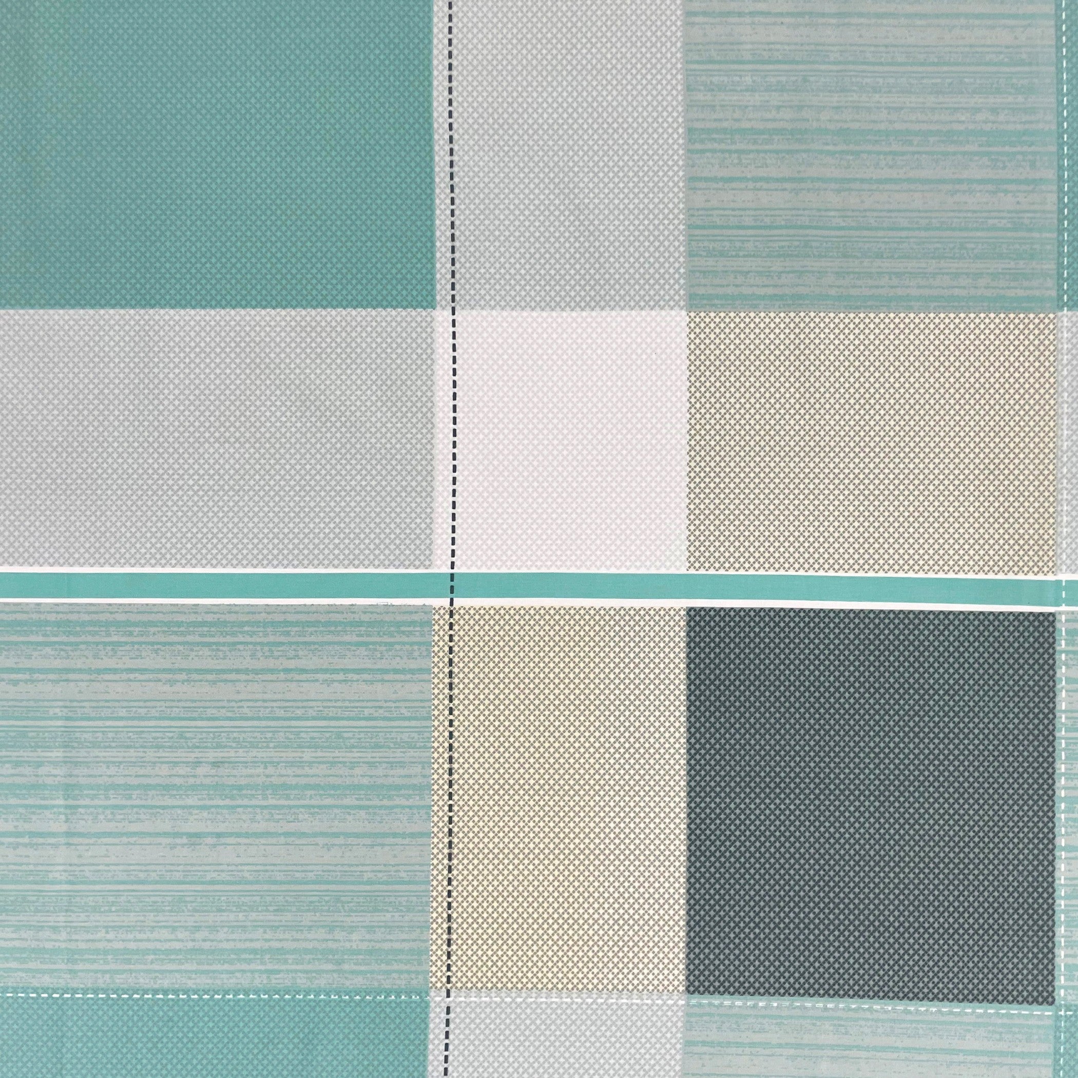 Teal Squares - 210TC Pure Cotton King Fitted Bedsheet (72x78x10 Inches)