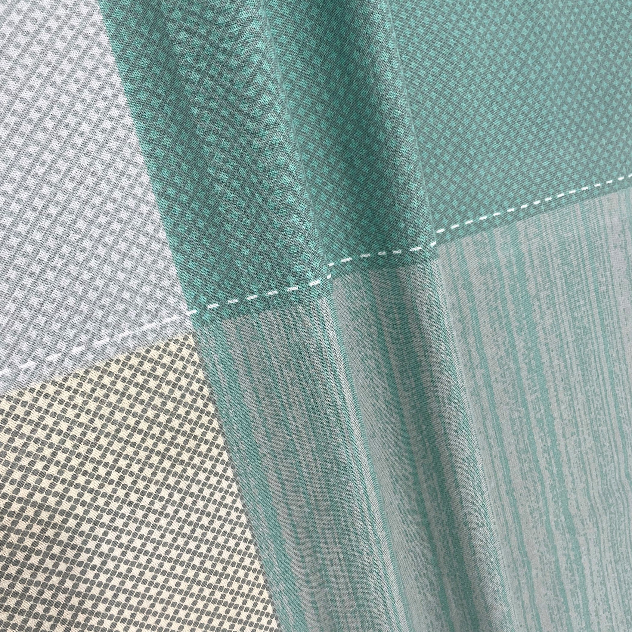 Teal Squares - 210TC Pure Cotton King Fitted Bedsheet (72x78x10 Inches)