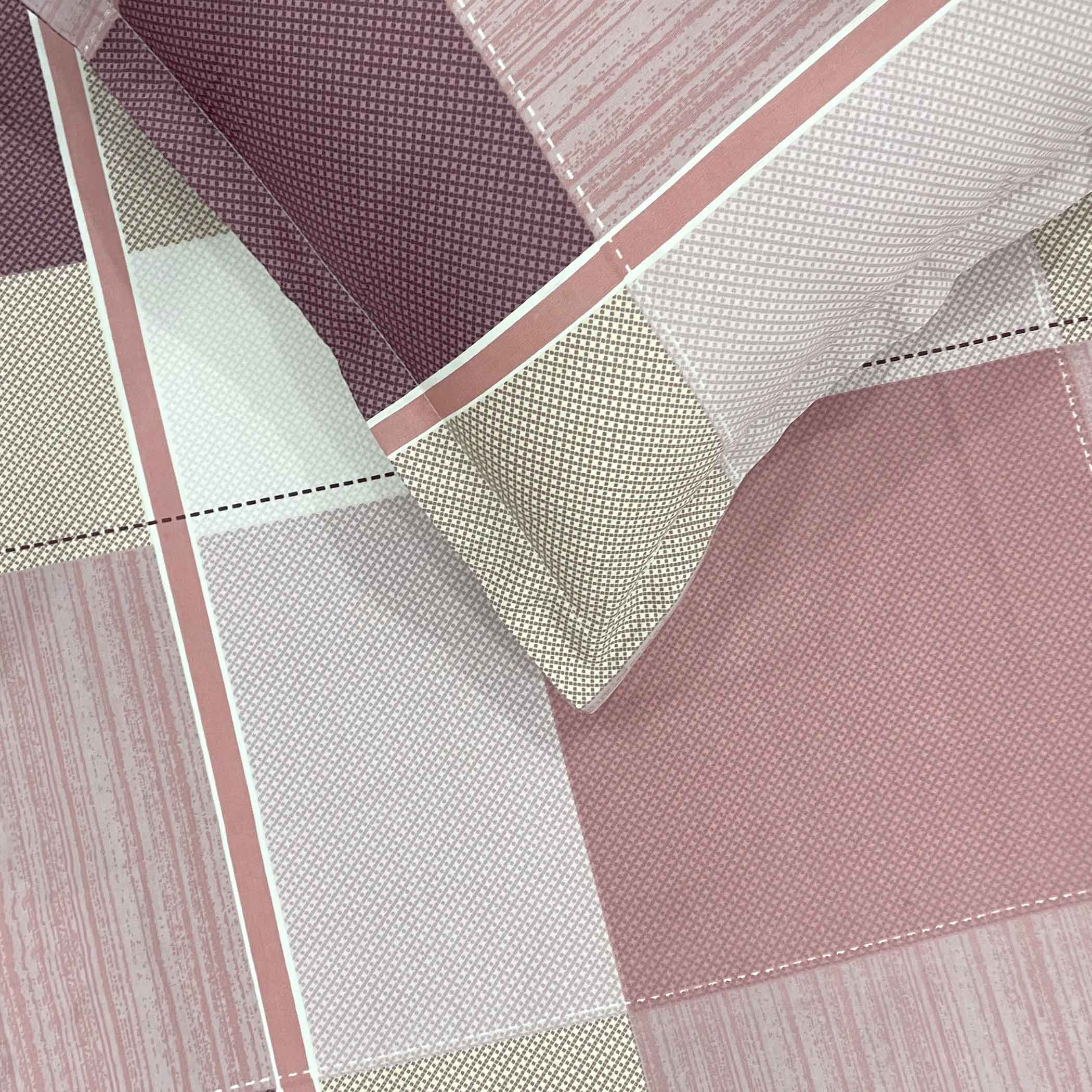 Pink Squares - 210TC Pure Cotton Single Bedsheet (60x90 Inches)