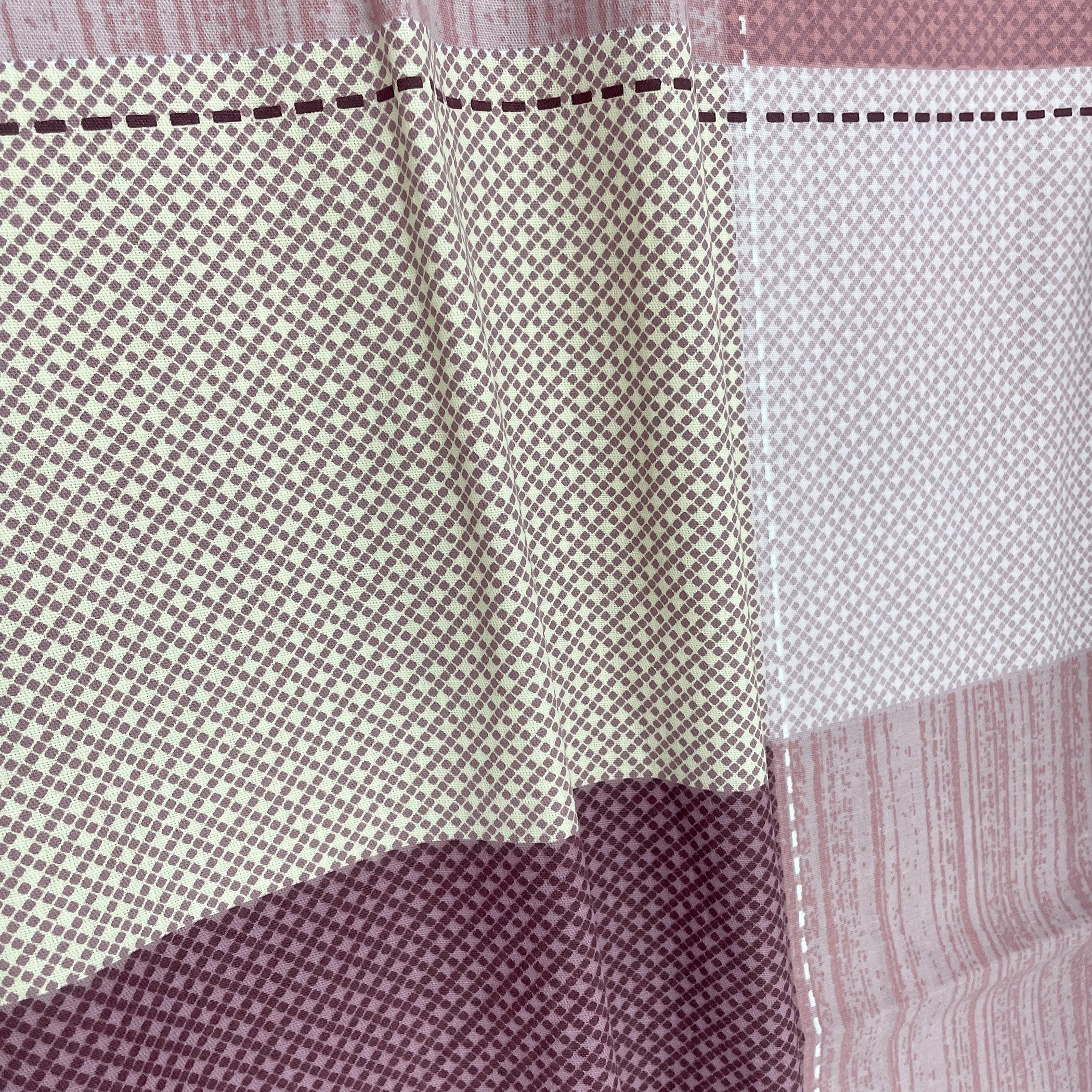 Pink Squares - 210TC Pure Cotton King Fitted Bedsheet (72x78x10 Inches)