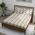 Beige Hex - 210TC Pure Cotton Queen Fitted Bedsheet (60x73x10 Inches)