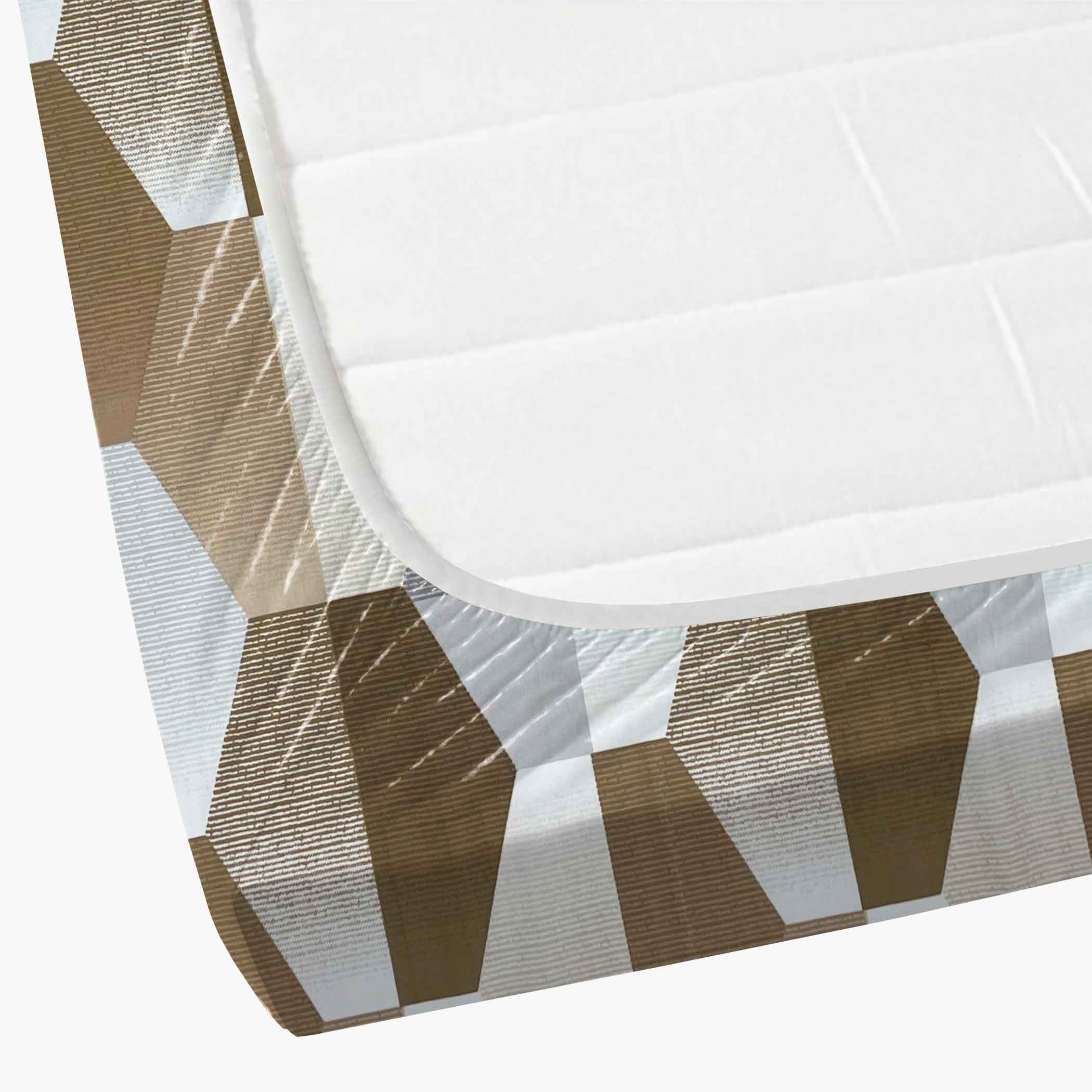 Beige Hex - 210TC Pure Cotton King Fitted Bedsheet (72x78x10 Inches)