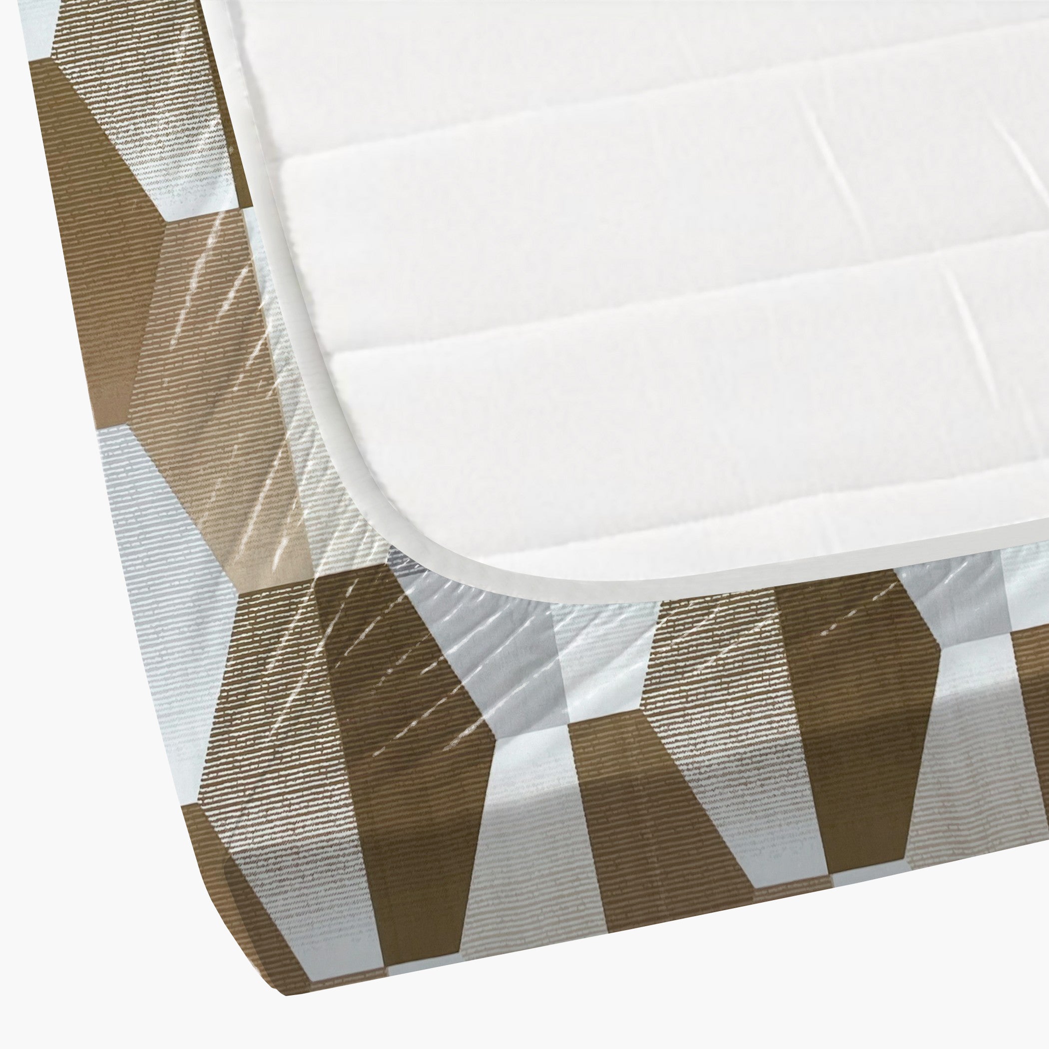 Beige Hex - 210TC Pure Cotton Queen Fitted Bedsheet (60x73x10 Inches)