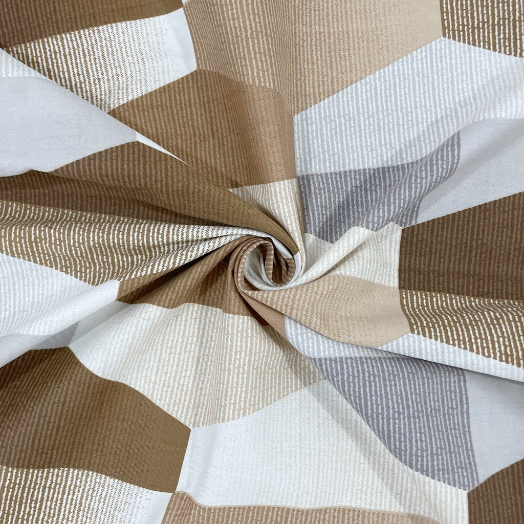 Beige Hex - 210TC Pure Cotton Queen Fitted Bedsheet (60x73x10 Inches)