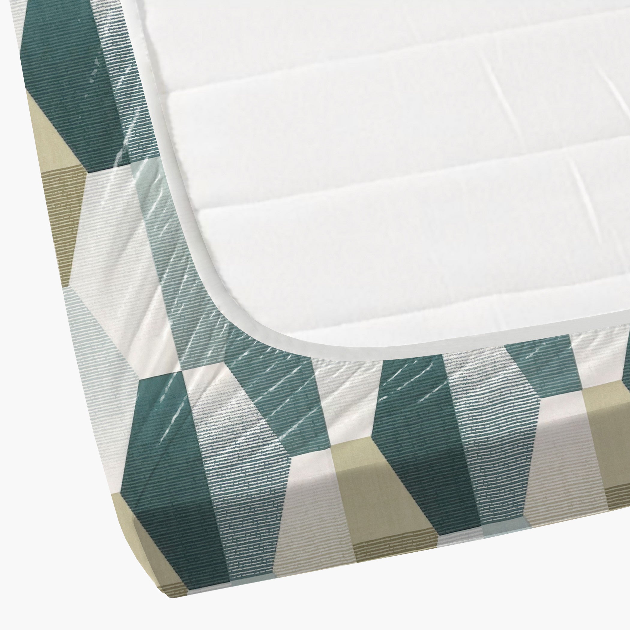 Teal Hex - 210TC Pure Cotton Queen Fitted Bedsheet (60x73x10 Inches)