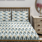 Grey Hex - 210TC Pure Cotton Single Fitted Bedsheet (36 x 78 x 10 Inches)