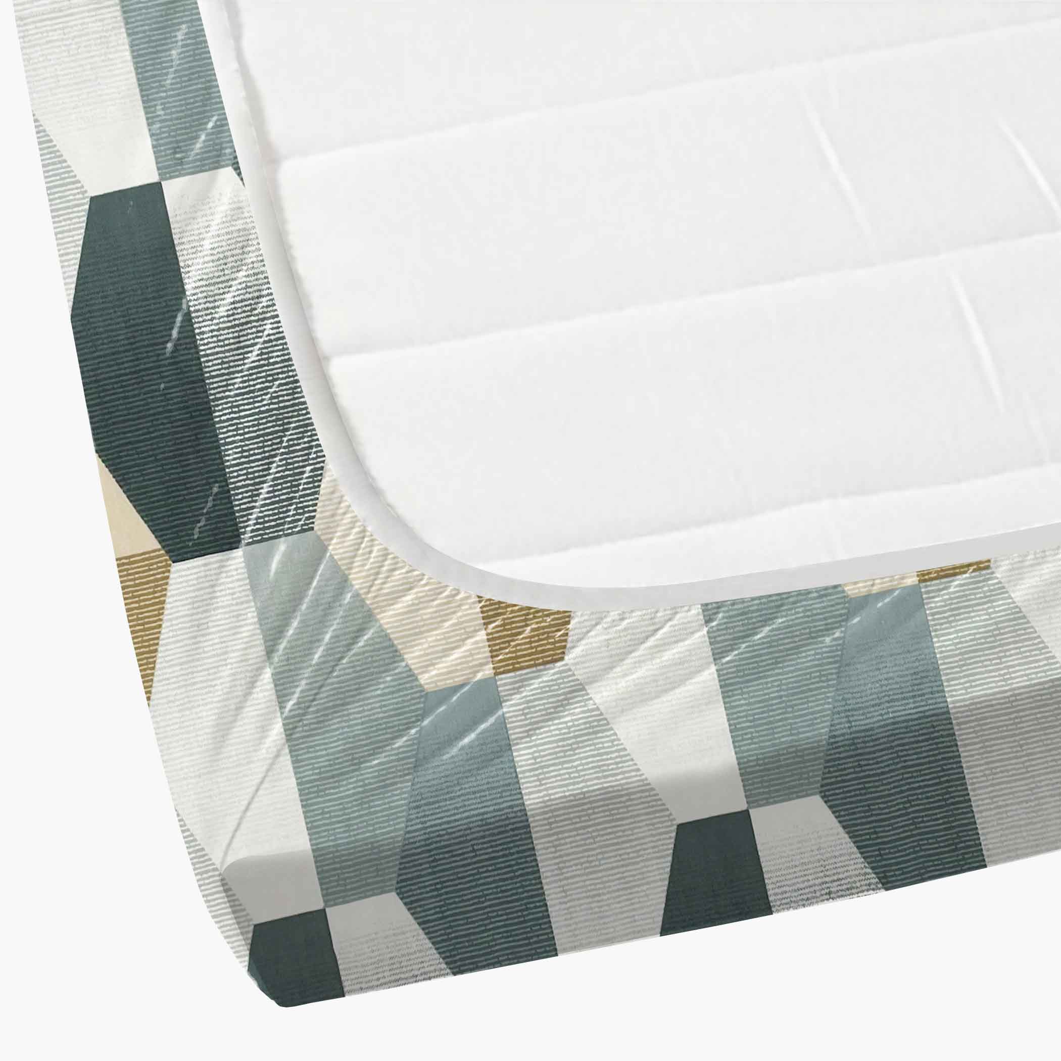 Grey Hex - 210TC Pure Cotton King Fitted Bedsheet (72x78x10 Inches)