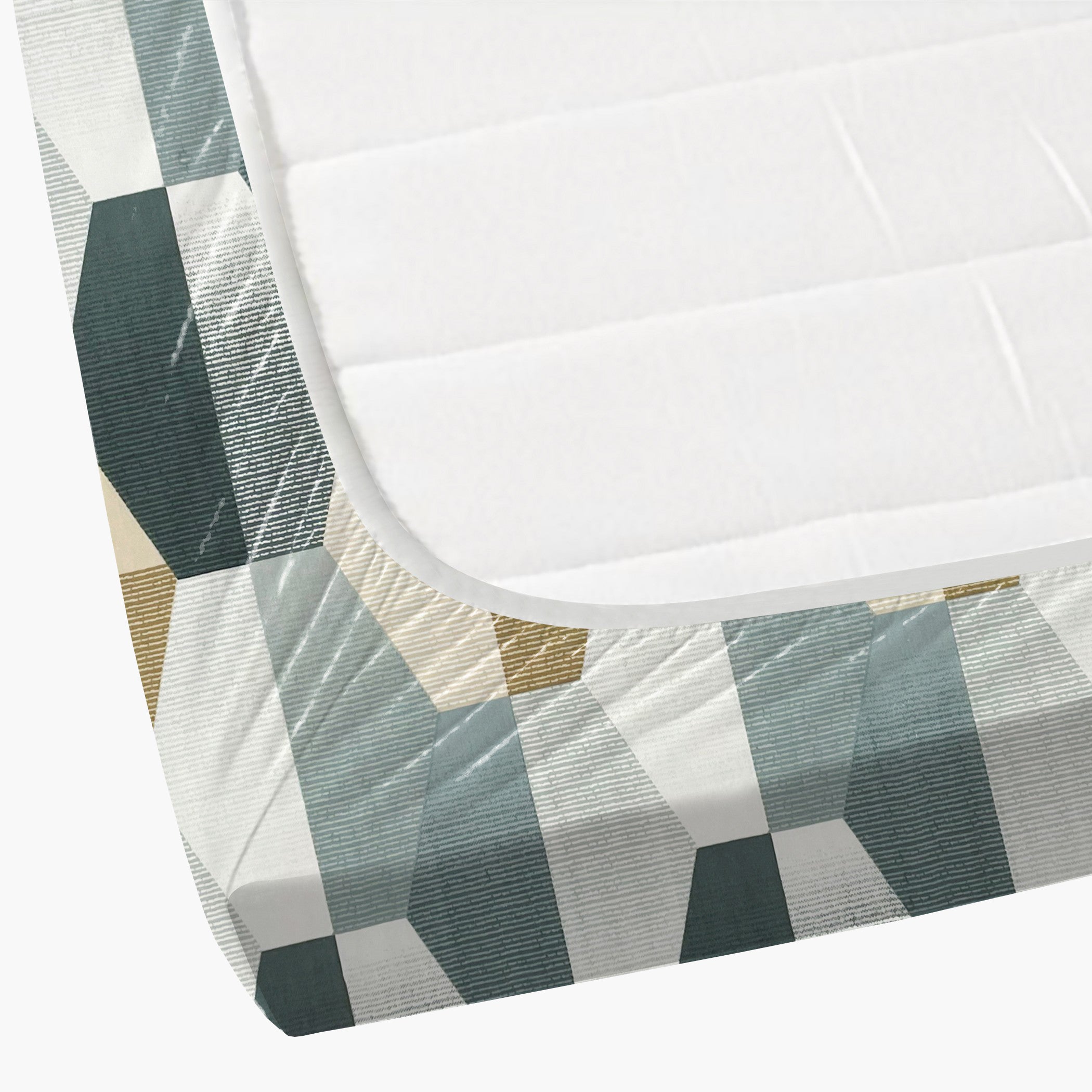 Grey Hex - 210TC Pure Cotton Queen Fitted Bedsheet (60x73x10 Inches)