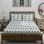 Grey Hex - 210TC Pure Cotton Queen Fitted Bedsheet (60x73x10 Inches)