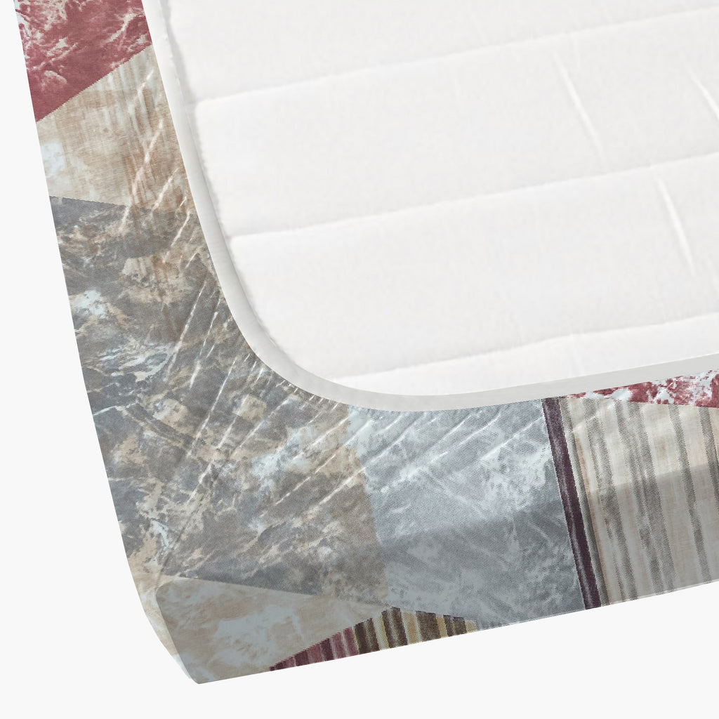 Rose Matrix - 210TC Pure Cotton Queen Fitted Bedsheet (60x73x10 Inches)