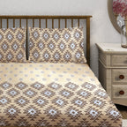 Beige Dunes - 210TC Pure Cotton Queen Fitted Bedsheet (60x73x10 Inches)