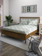 Royal Damask Grey 210 TC Pure Cotton King Fitted Bedsheet with 2 Pillow Covers (72 x 78 x 10 Inches)