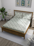Royal Damask Grey 210 TC Pure Cotton King Fitted Bedsheet with 2 Pillow Covers (72 x 78 x 10 Inches)