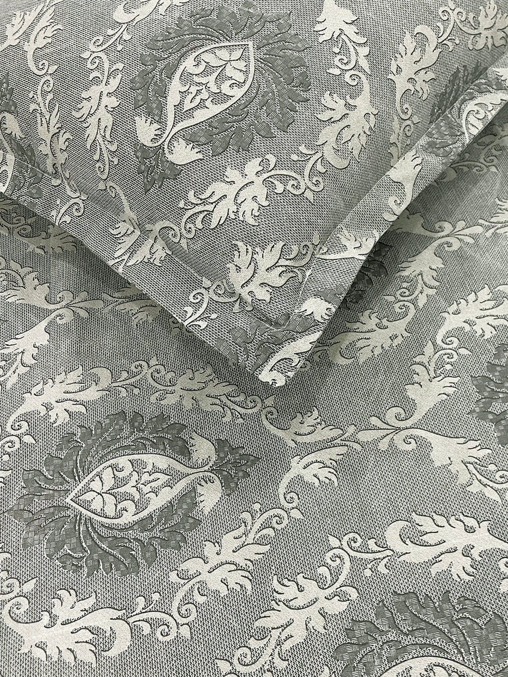 Royal Damask Grey 210 TC Pure Cotton King Fitted Bedsheet with 2 Pillow Covers (72 x 78 x 10 Inches)
