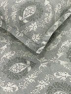 Royal Damask Grey 210 TC Pure Cotton King Fitted Bedsheet with 2 Pillow Covers (72 x 78 x 10 Inches)