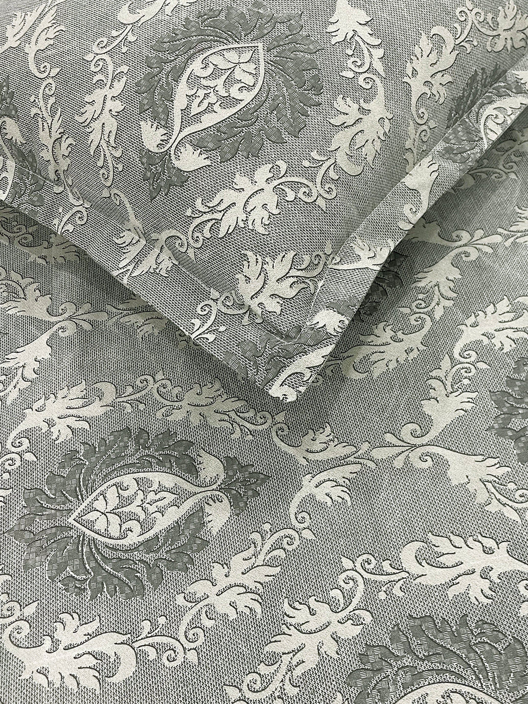 Royal Damask Grey 210 TC Pure Cotton King Fitted Bedsheet with 2 Pillow Covers (72 x 78 x 10 Inches)