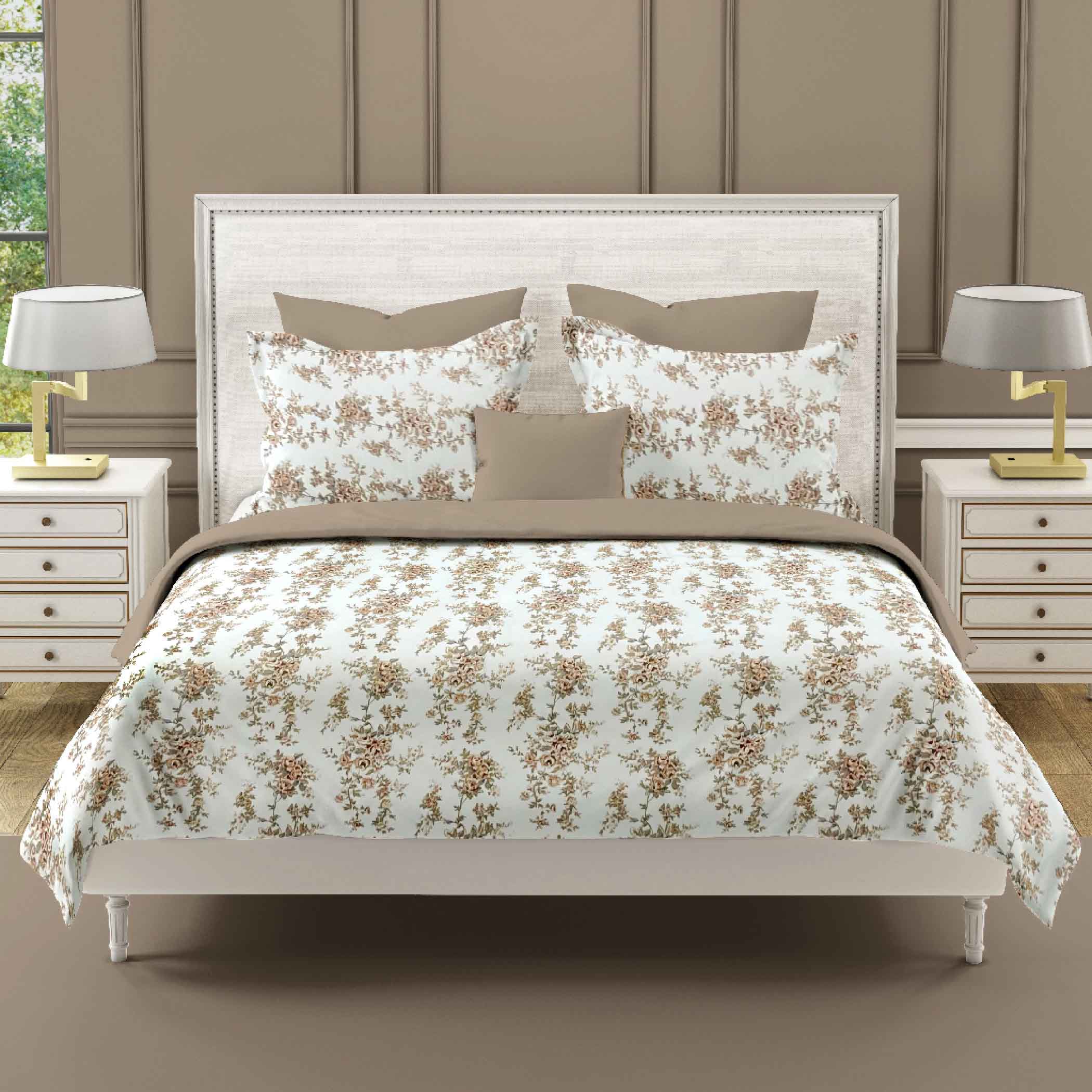 Garden Charm - 250TC Pure Cotton King Fitted Bedsheet (72x78x10 Inches)