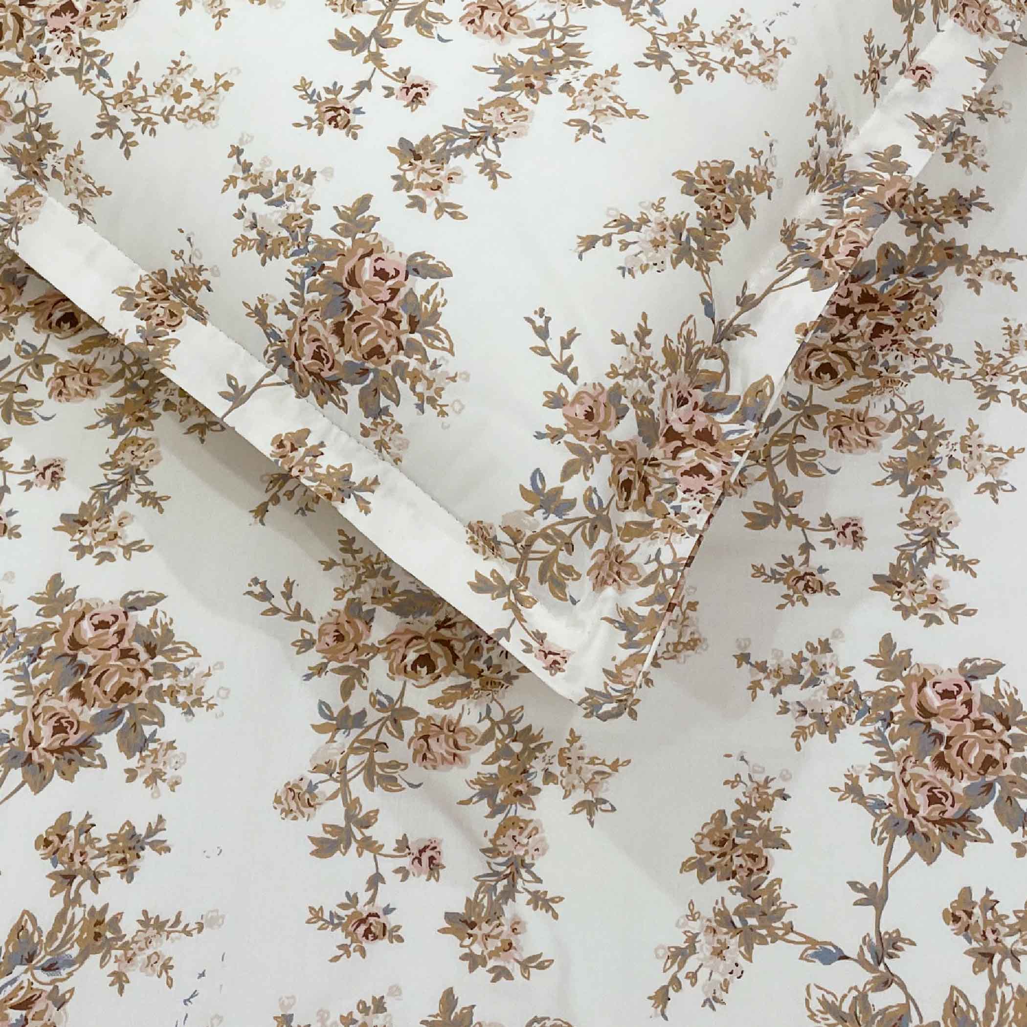 Garden Charm - 250TC Pure Cotton King Fitted Bedsheet (72x78x10 Inches)