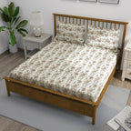 Garden Charm - 250TC Pure Cotton King Fitted Bedsheet (72x78x10 Inches)