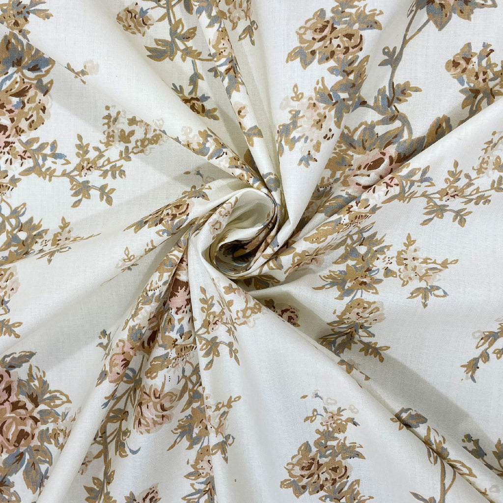 Garden Charm - 250TC Pure Cotton King Fitted Bedsheet (72x78x10 Inches)