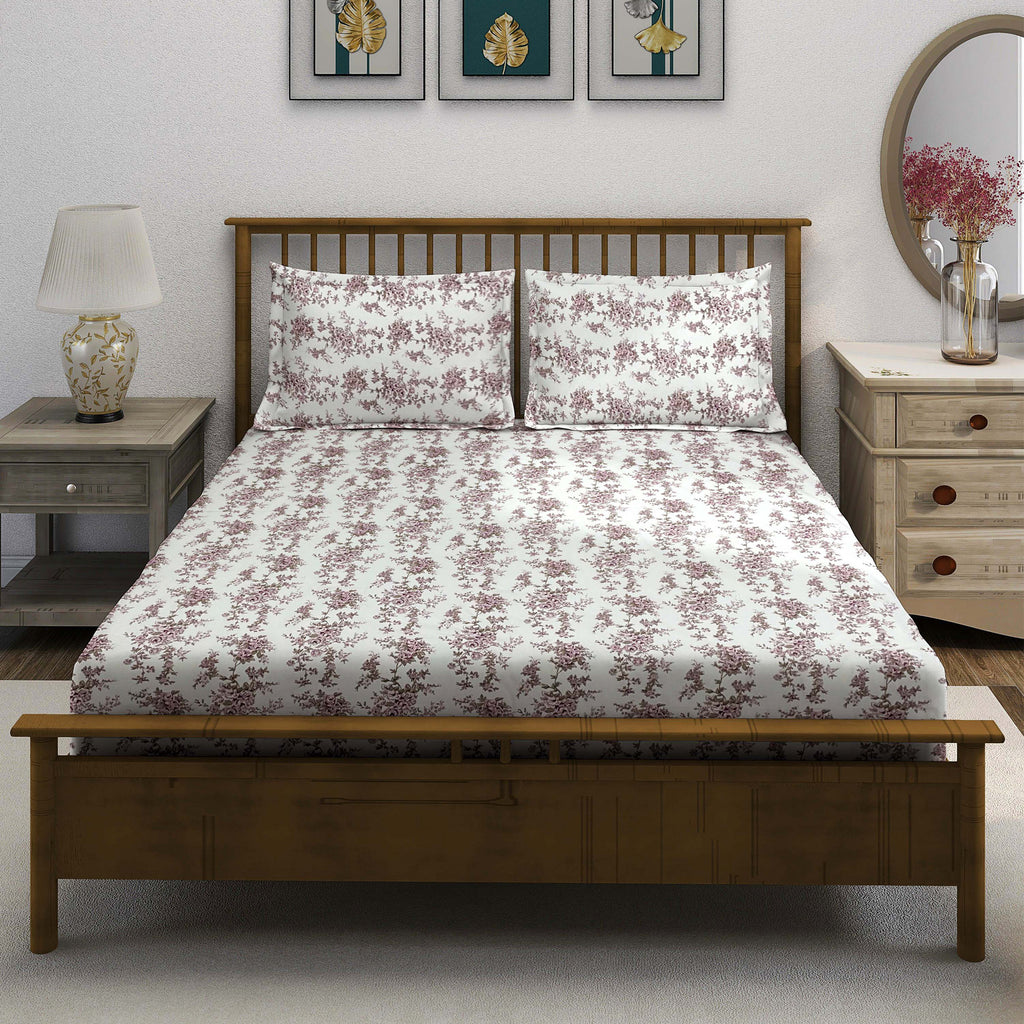 Wine Charm - 250TC Pure Cotton Super King Bedsheet (108x108 Inches)